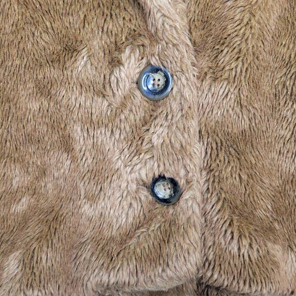 Free people Mena Cropped Faux Fur Brown Collared Teddy Bear Coat Womens Medium - Picture 2 of 7